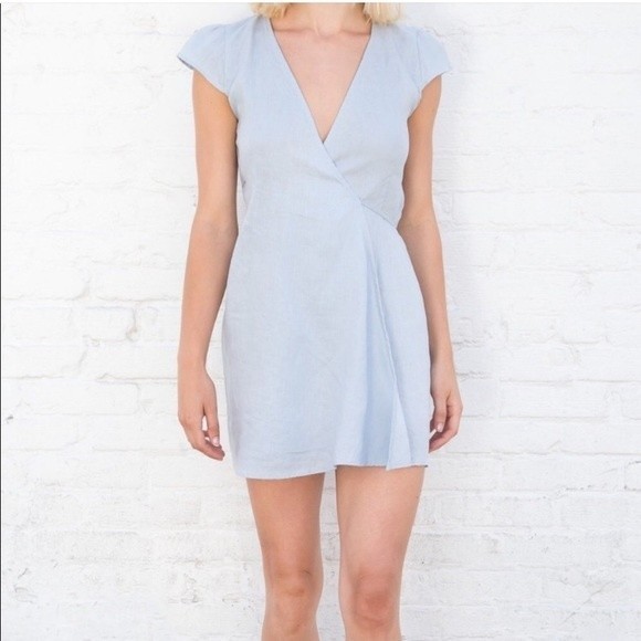 Brandy Melville Dresses Brandy Melville Robbie Linen Pale Blue Warp